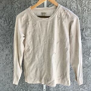 Lucky Brand Floral Lace Detail Long Sleeve Top